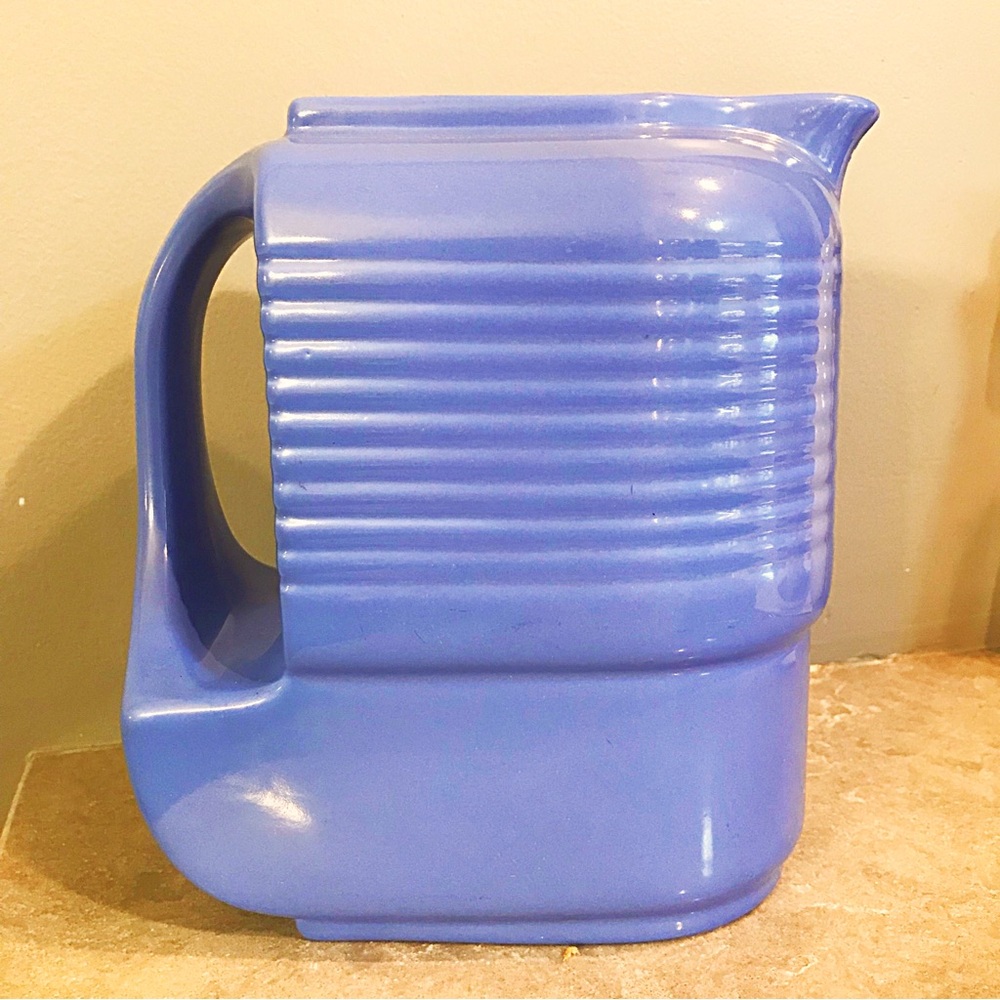 1930s Vintage Hall China Westinghouse Refrigerator Pitcher, Periwinkle Blue